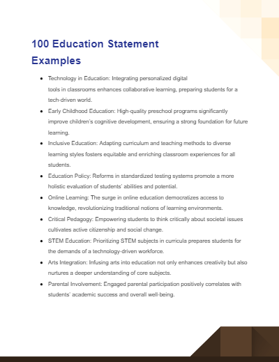 Education Statement Examples