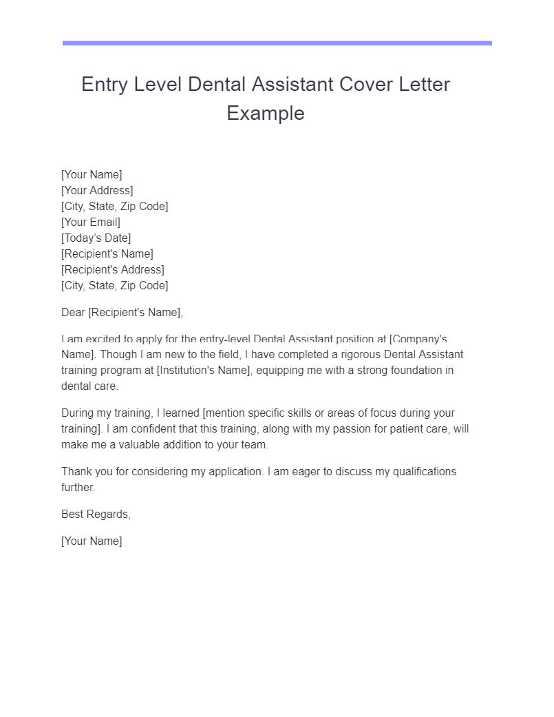 Dental Assistant Cover Letter - 13+ Examples, How to Write, PDF, Tips