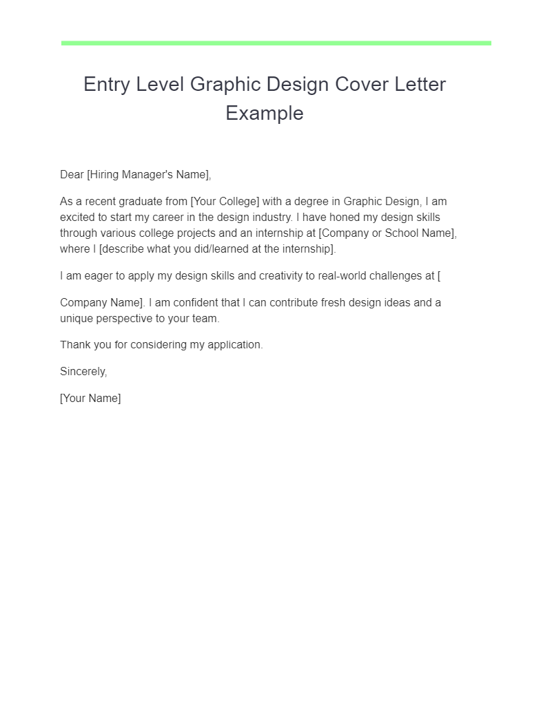 entry level graphic design cover letter example
