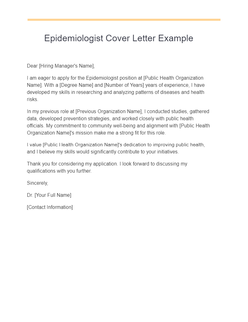 epidemiologist cover letter example