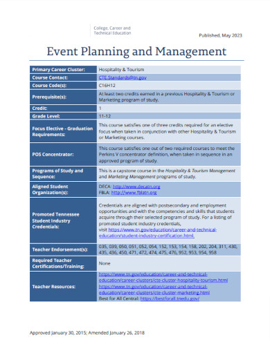 Event Planning and Management Resume
