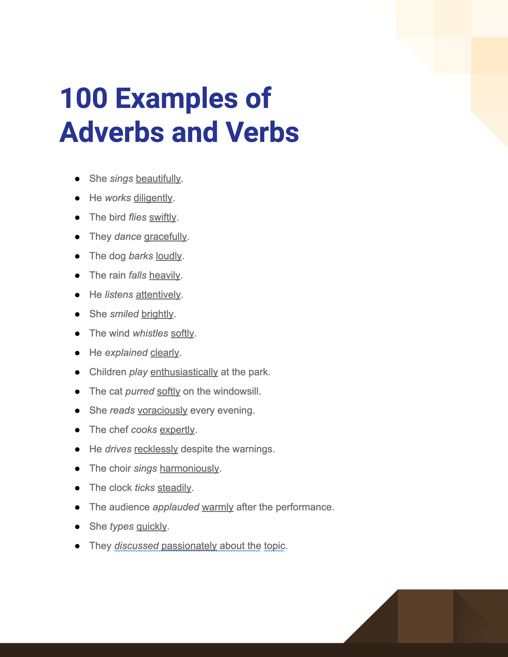 Adverbs and Verbs - 99+ Examples, How to Use, PDF, Tips