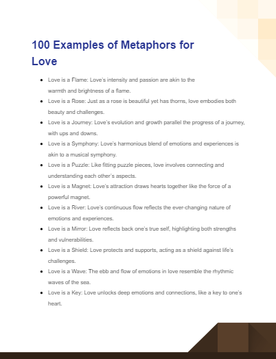 examples of metaphors for love