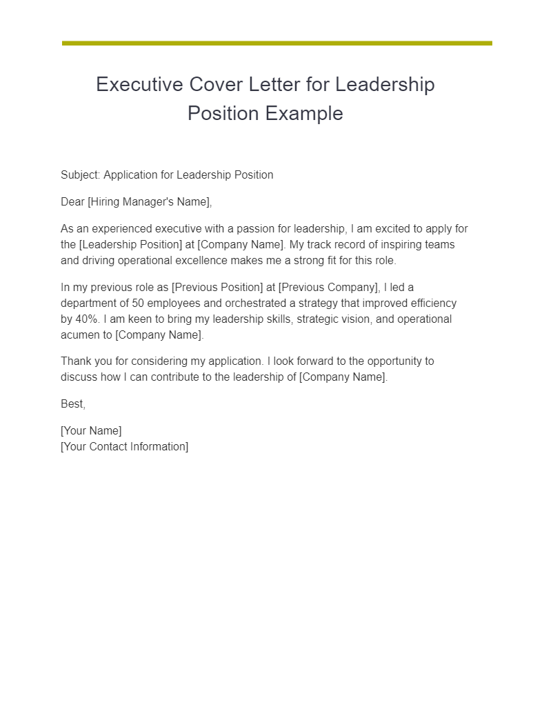 cover letters for leadership roles