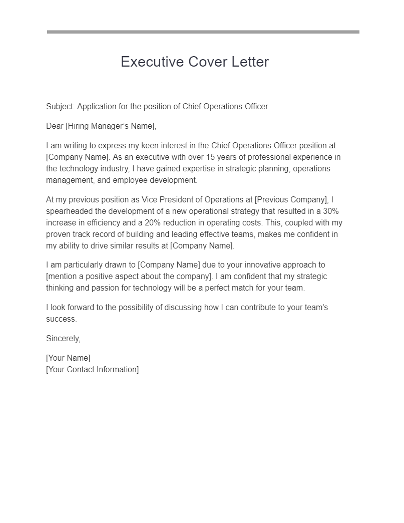 executive cover letter