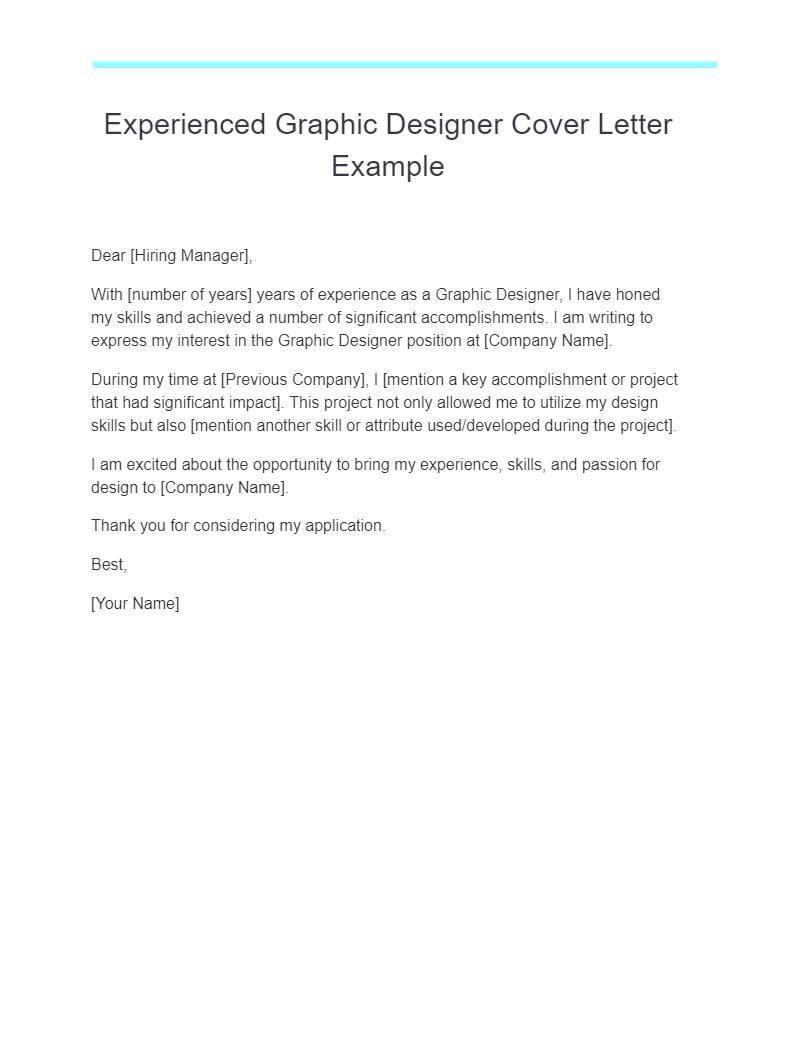 experienced graphic designer cover letter example