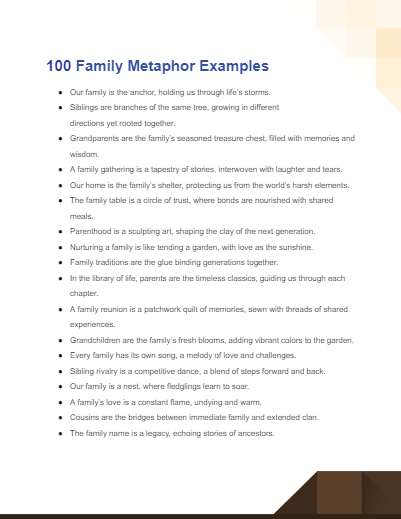 family metaphor examples