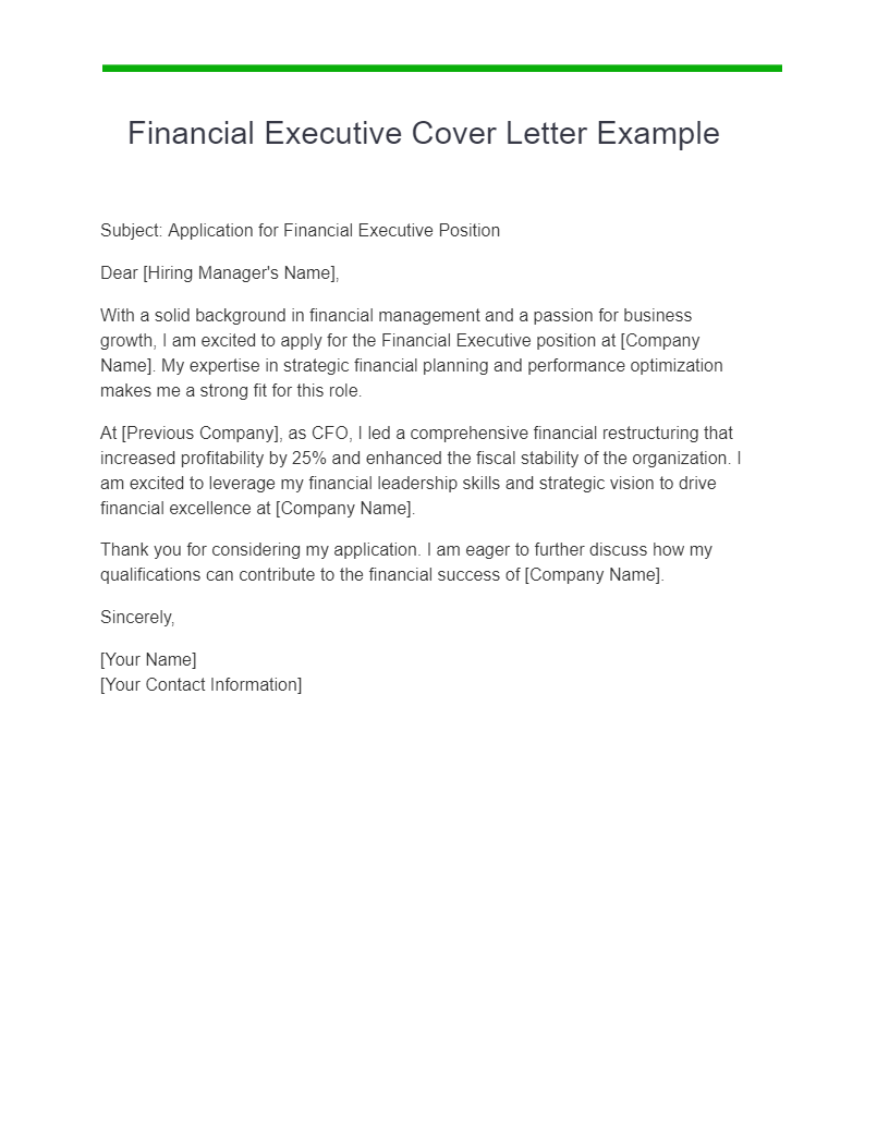 finance executive cover letter examples