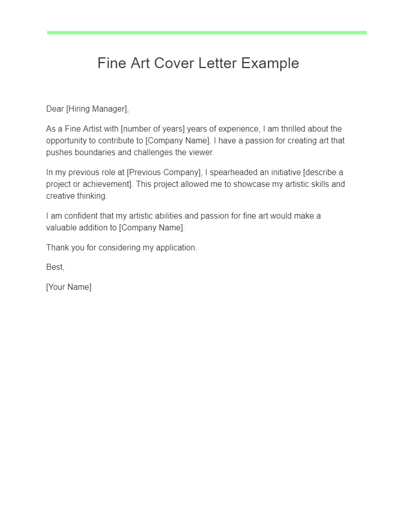 fine art cover letter example