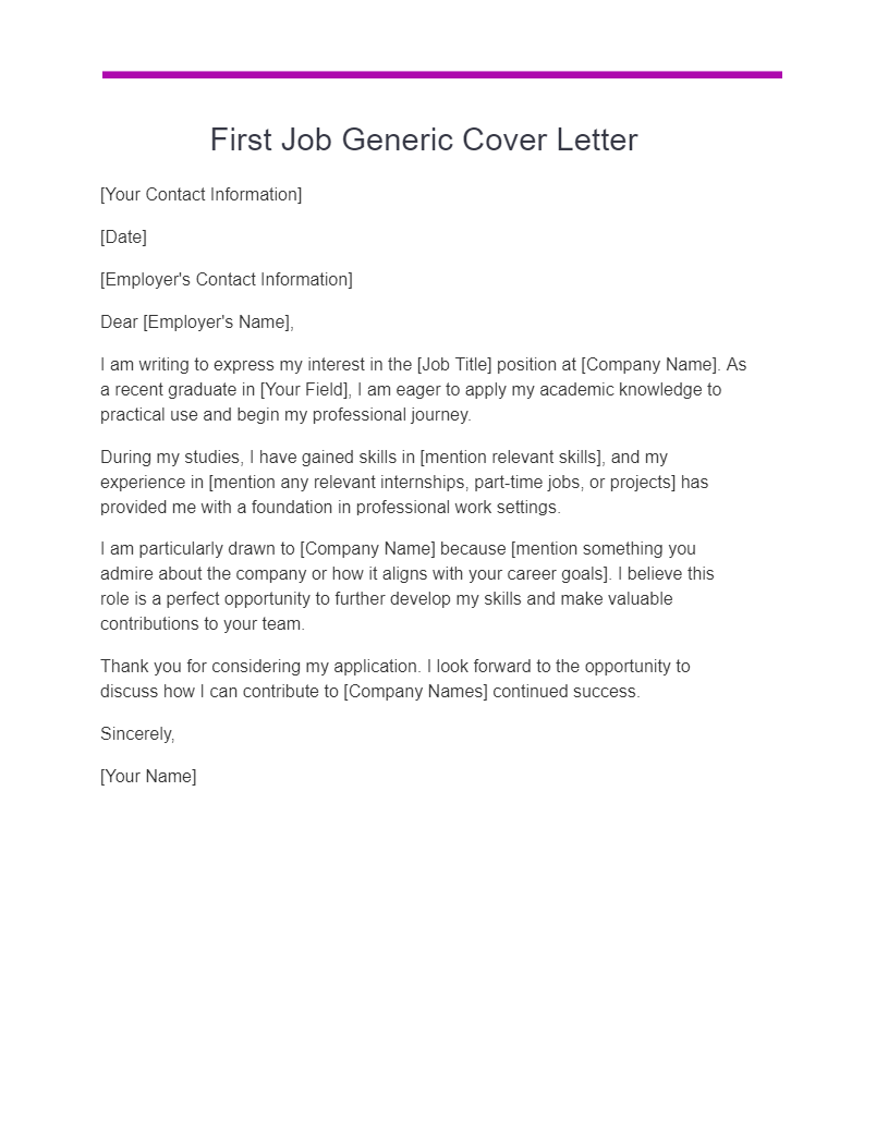 Generic Cover Letter - 15+ Examples, How to Use, PDF