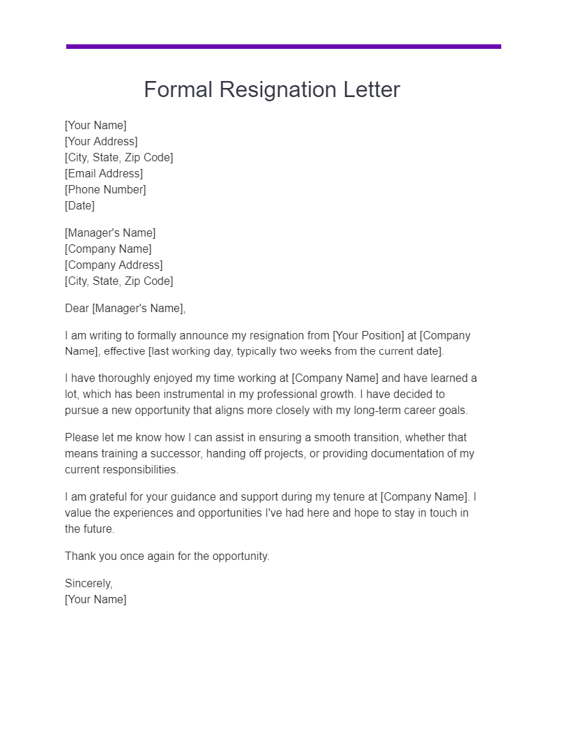 19+ Formal Resignation Letter Examples, How to Write, Tips | Examples