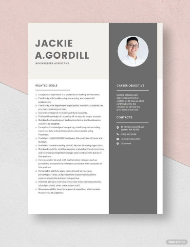 Free Bookkeeper Assistant Resume Template