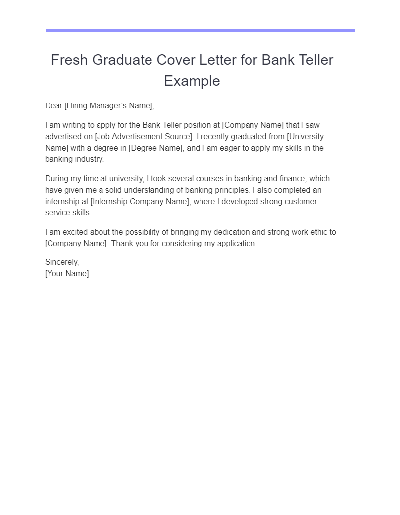 cover letter for a graduate role in a bank