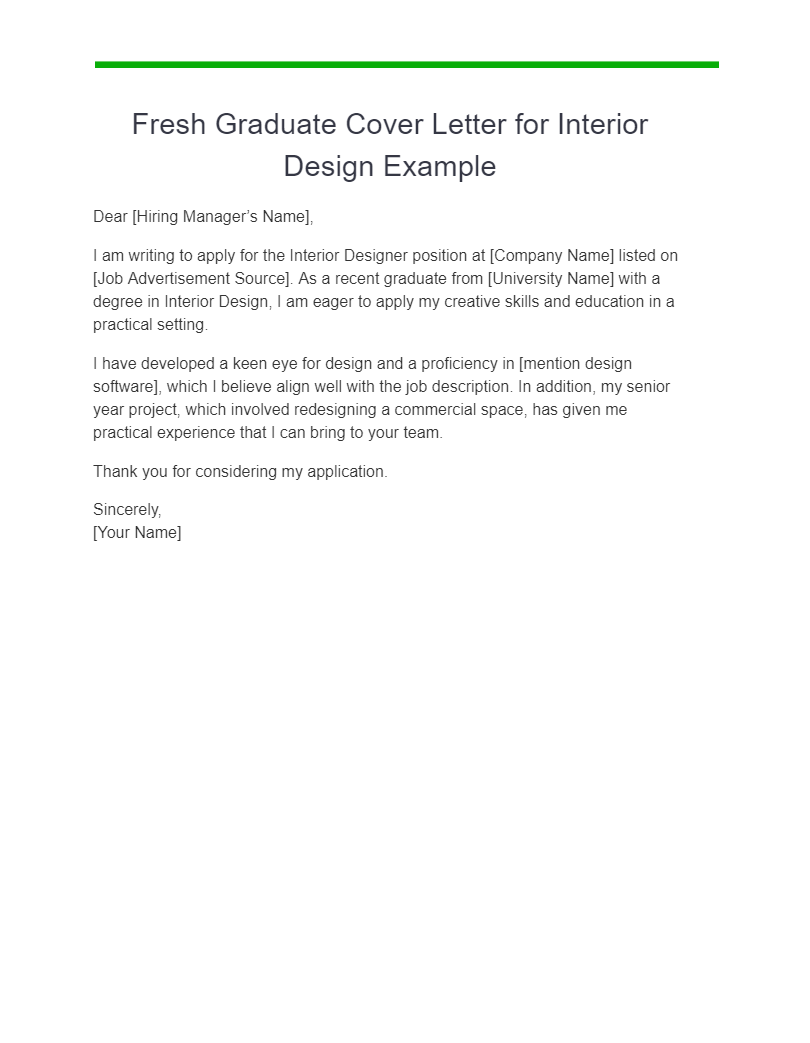 fresh graduate cover letter without experience