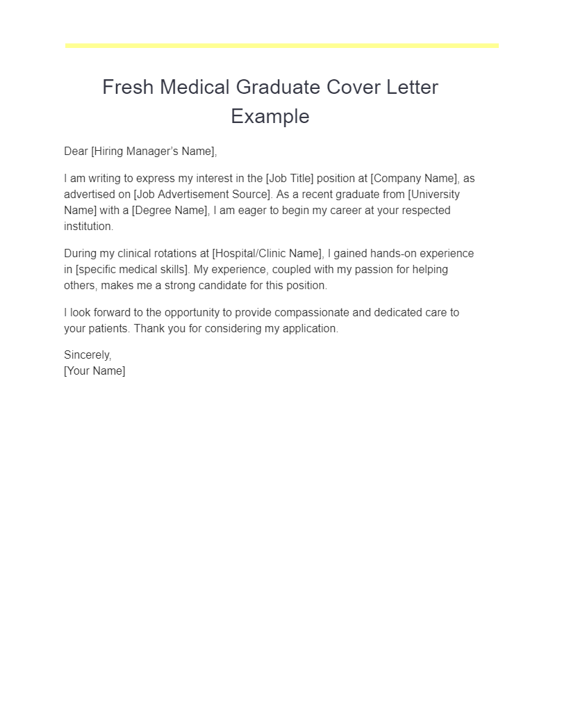 fresh medical graduate cover letter example