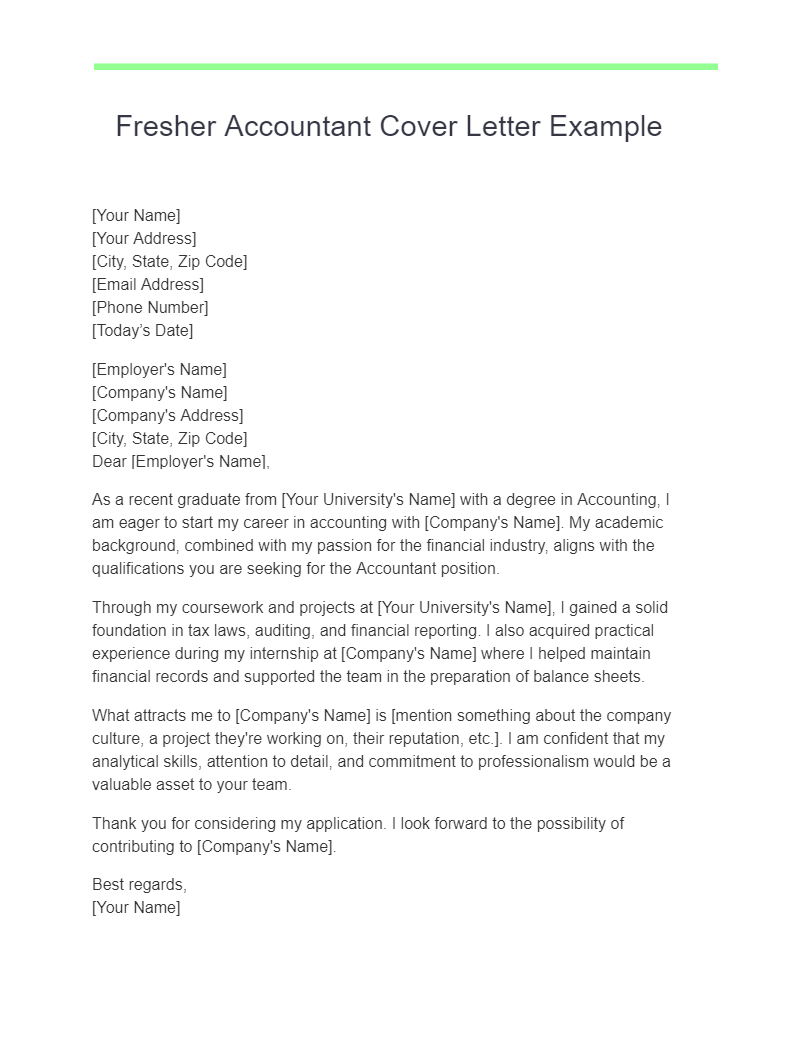 cover letter for fresher accountant job