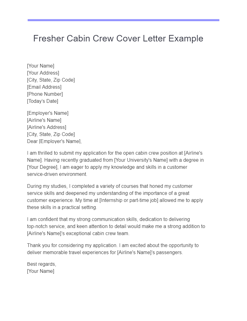 cover letter examples for cabin crew jobs