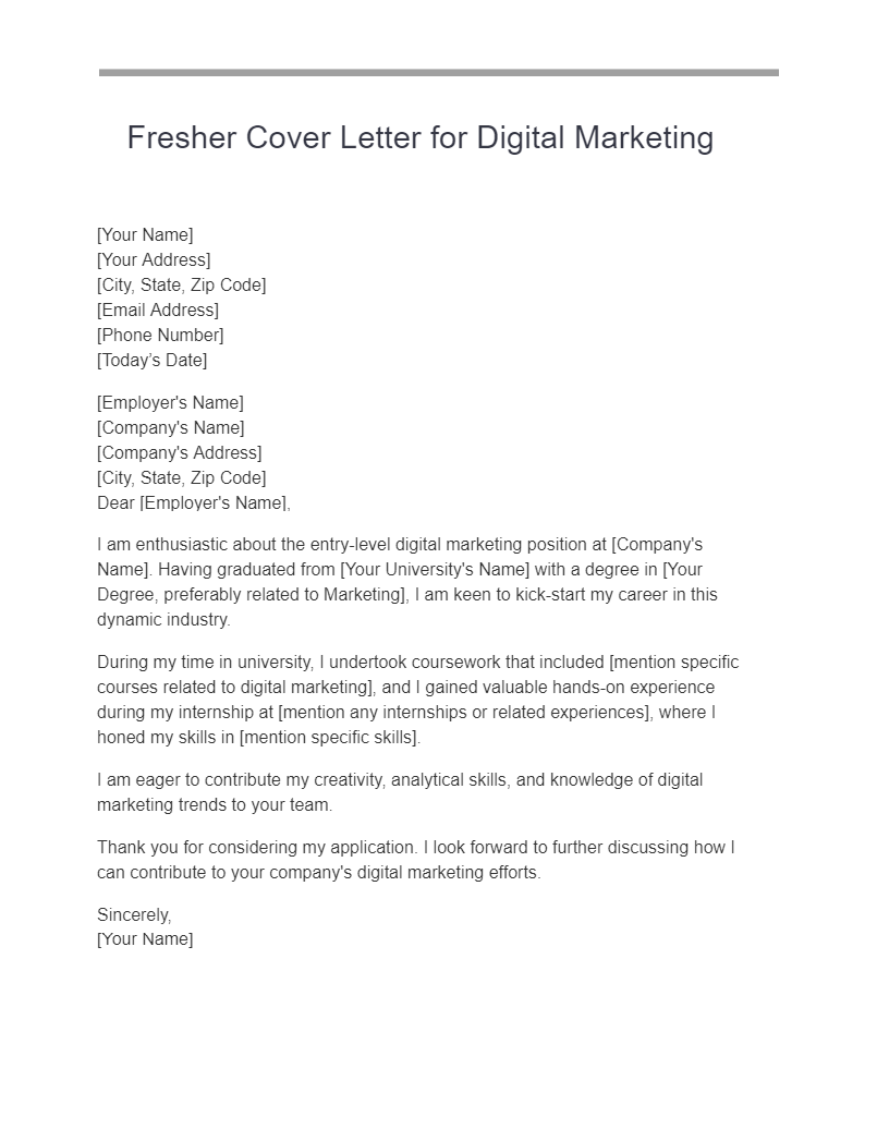 fresher cover letter for digital marketing