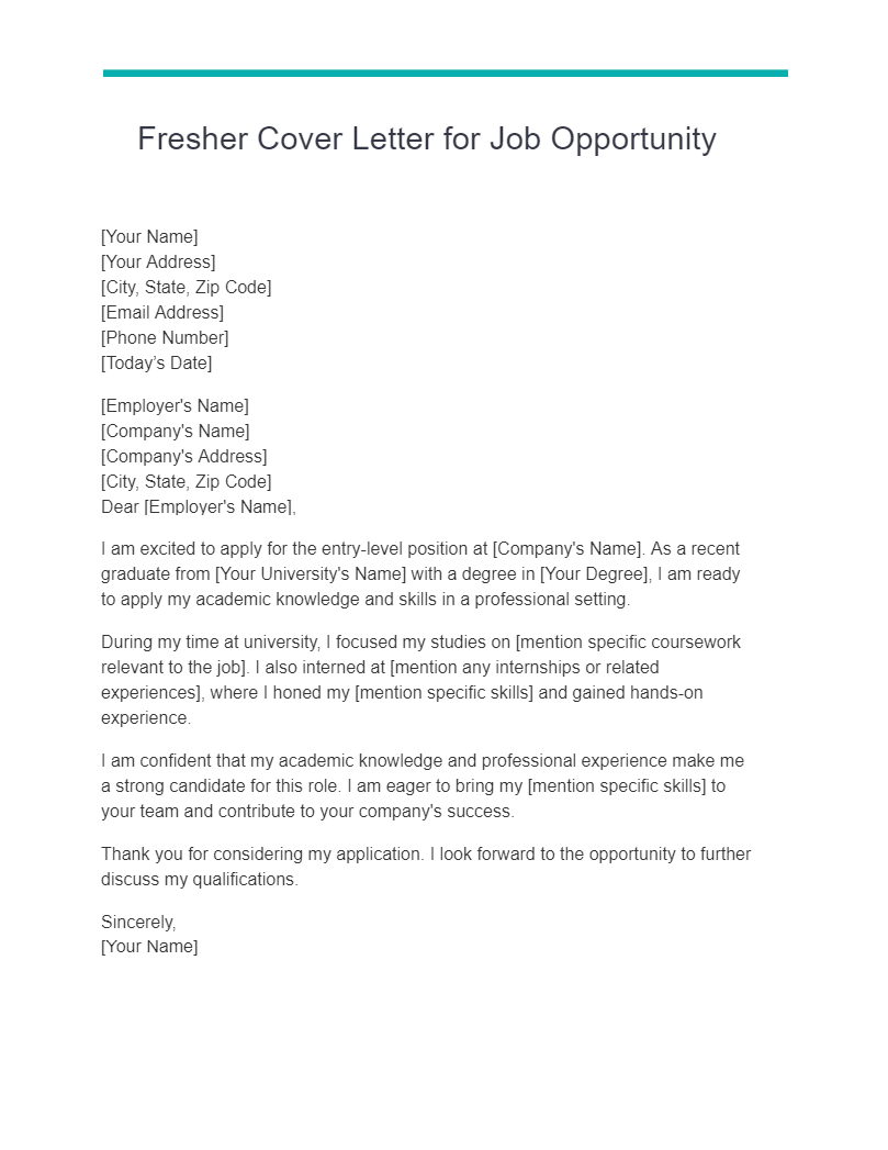 cover letter for m.com fresher