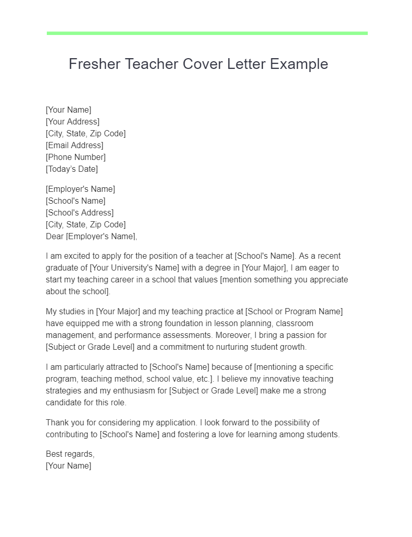 fresher cover letter examples