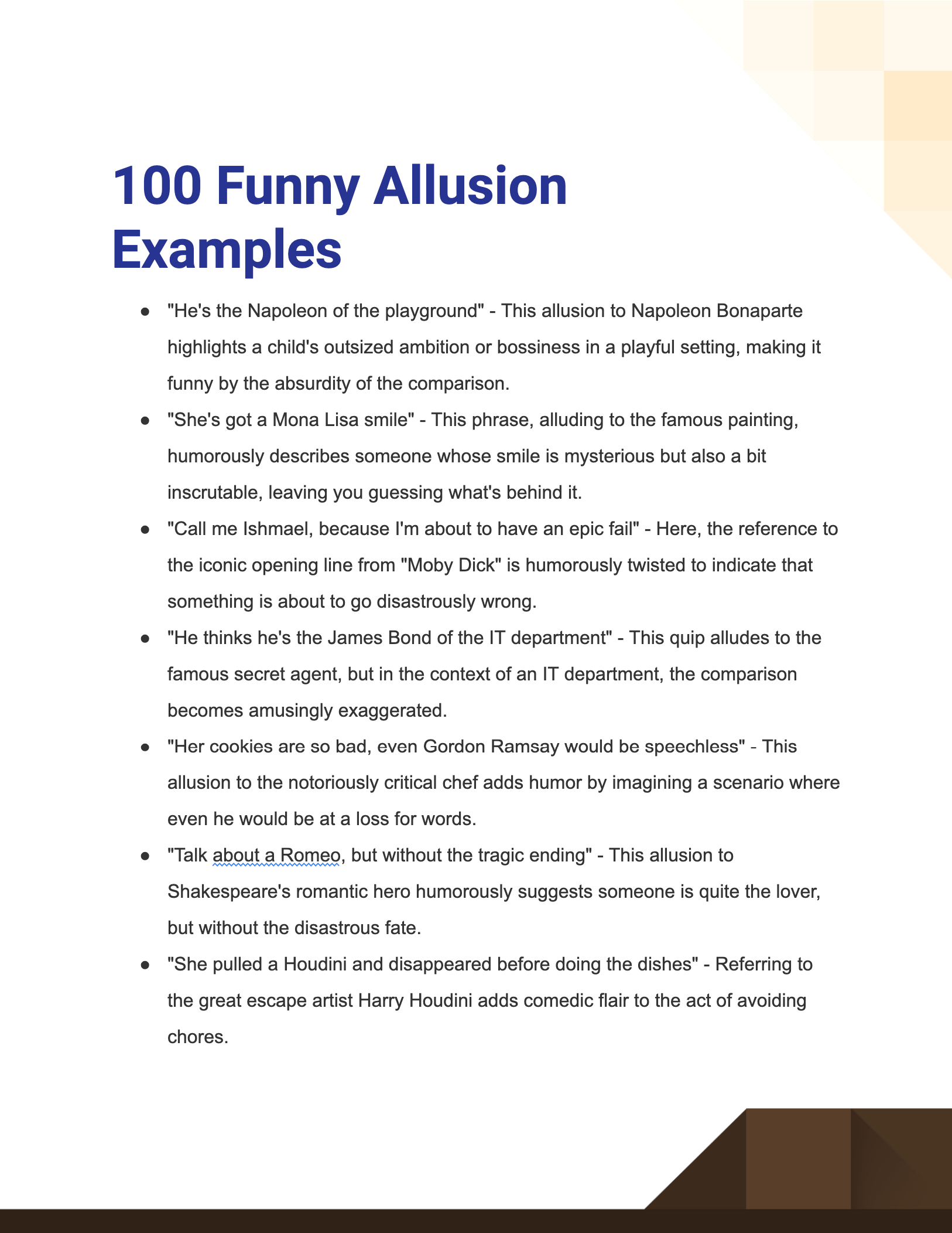 Funny Allusion Examples