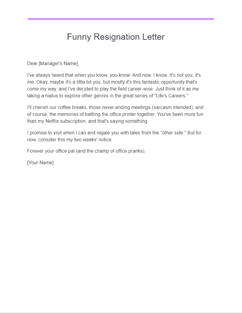 funny resignation letter