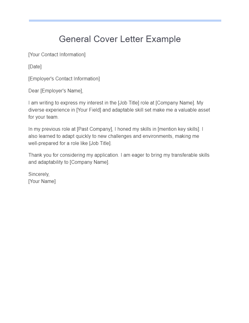 Resume Cover Letter Examples General