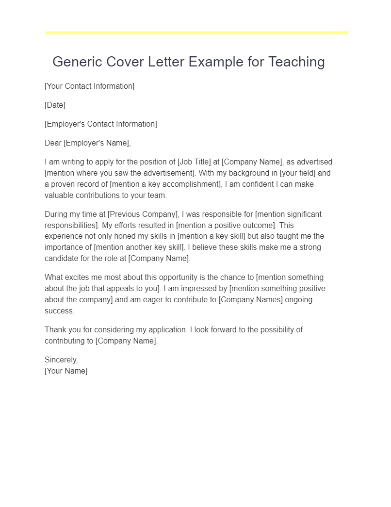 how to create a generic cover letter