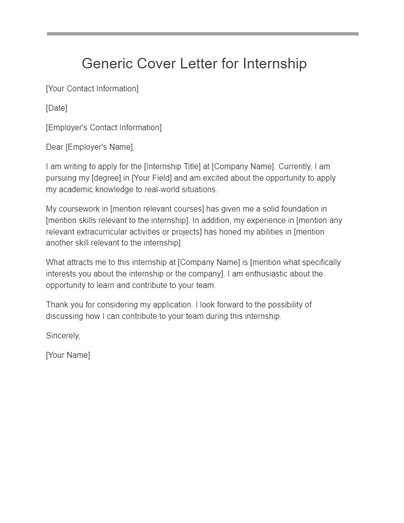 generic cover letter example