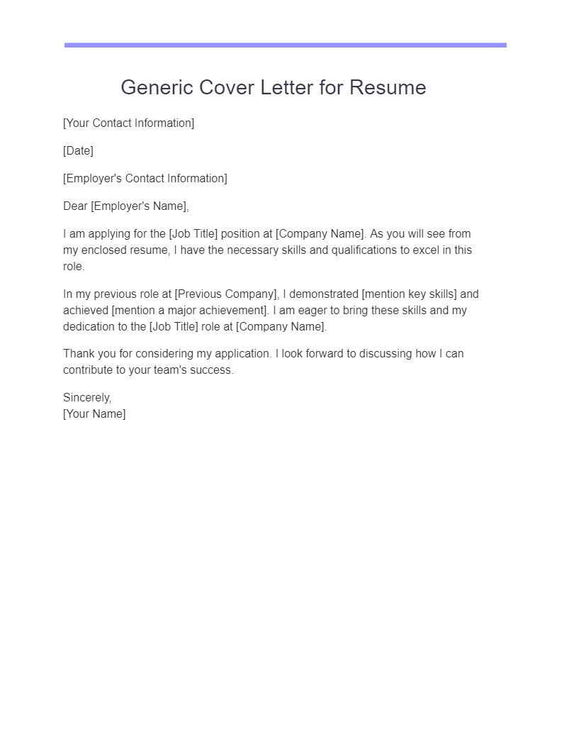 generic cover letter for resume
