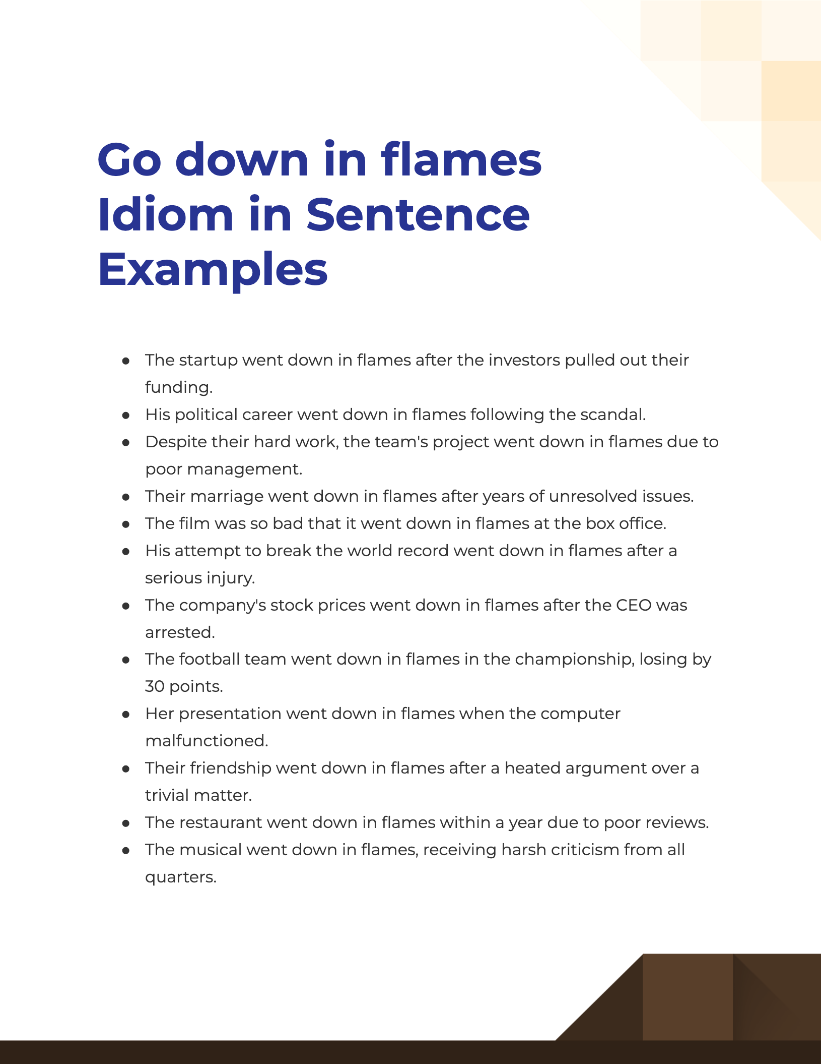 Go Down in Flames Meaning, Examples and Synonyms