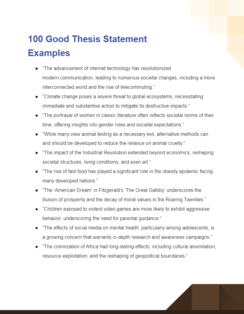 good thesis statement examples