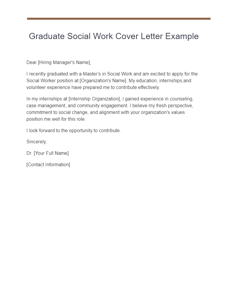 graduate social work cover letter example