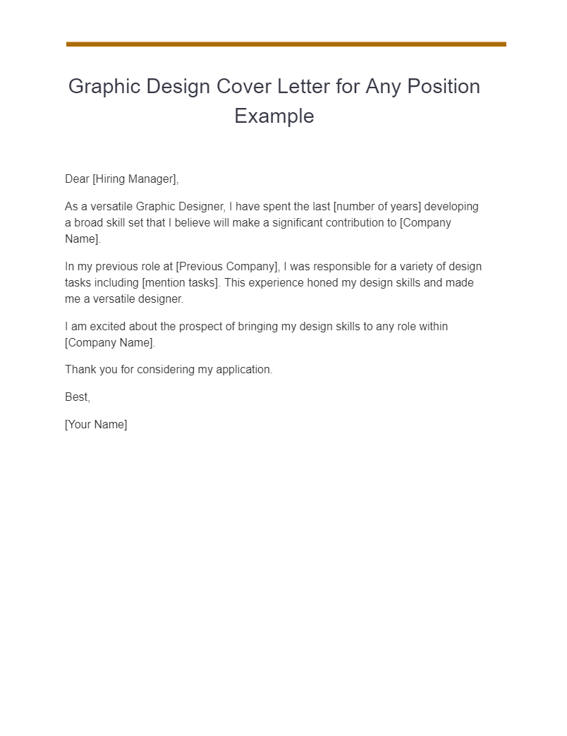 graphic design cover letter for any position example