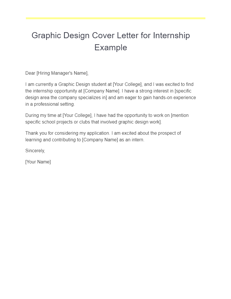 graphic design cover letter for internship example