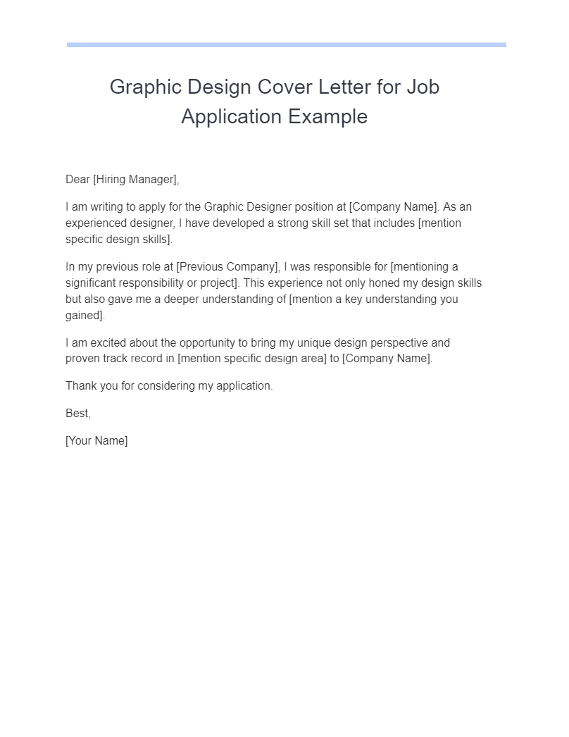 graphic design cover letter for job application example