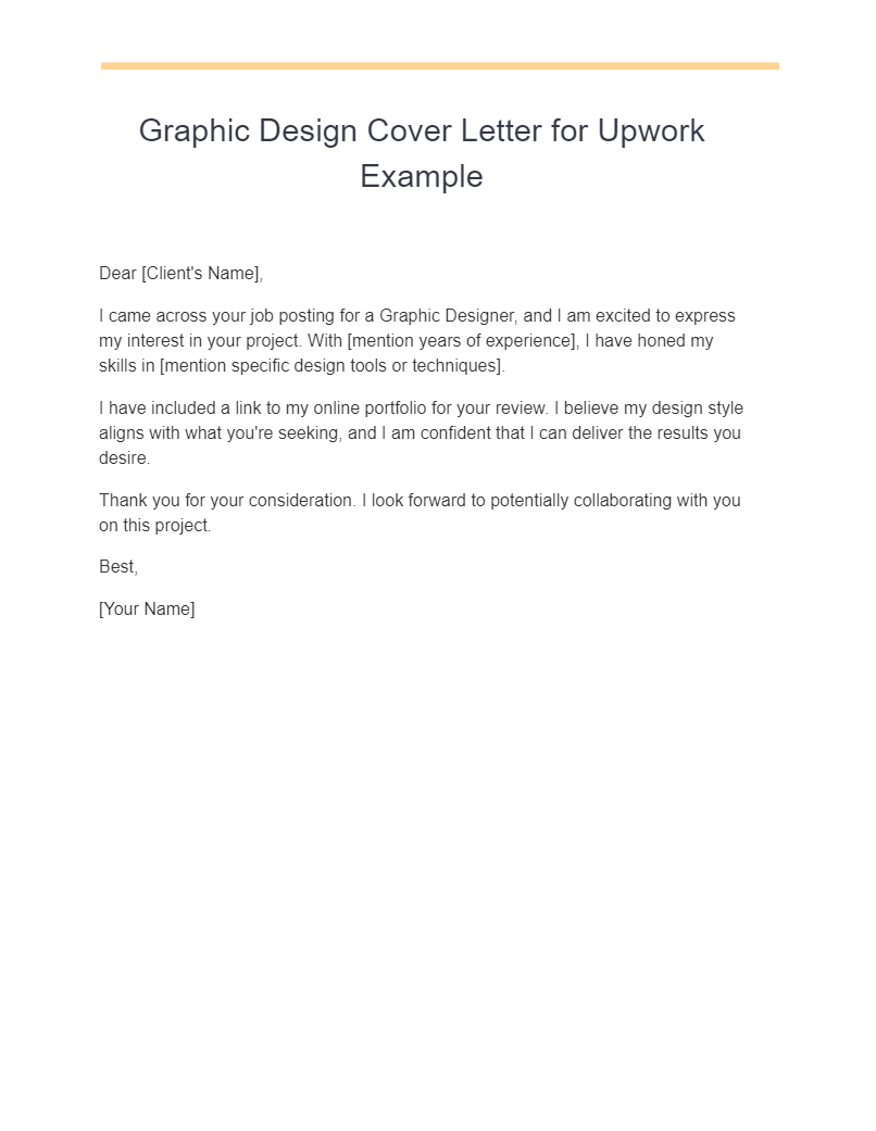 graphic design cover letter for upwork example