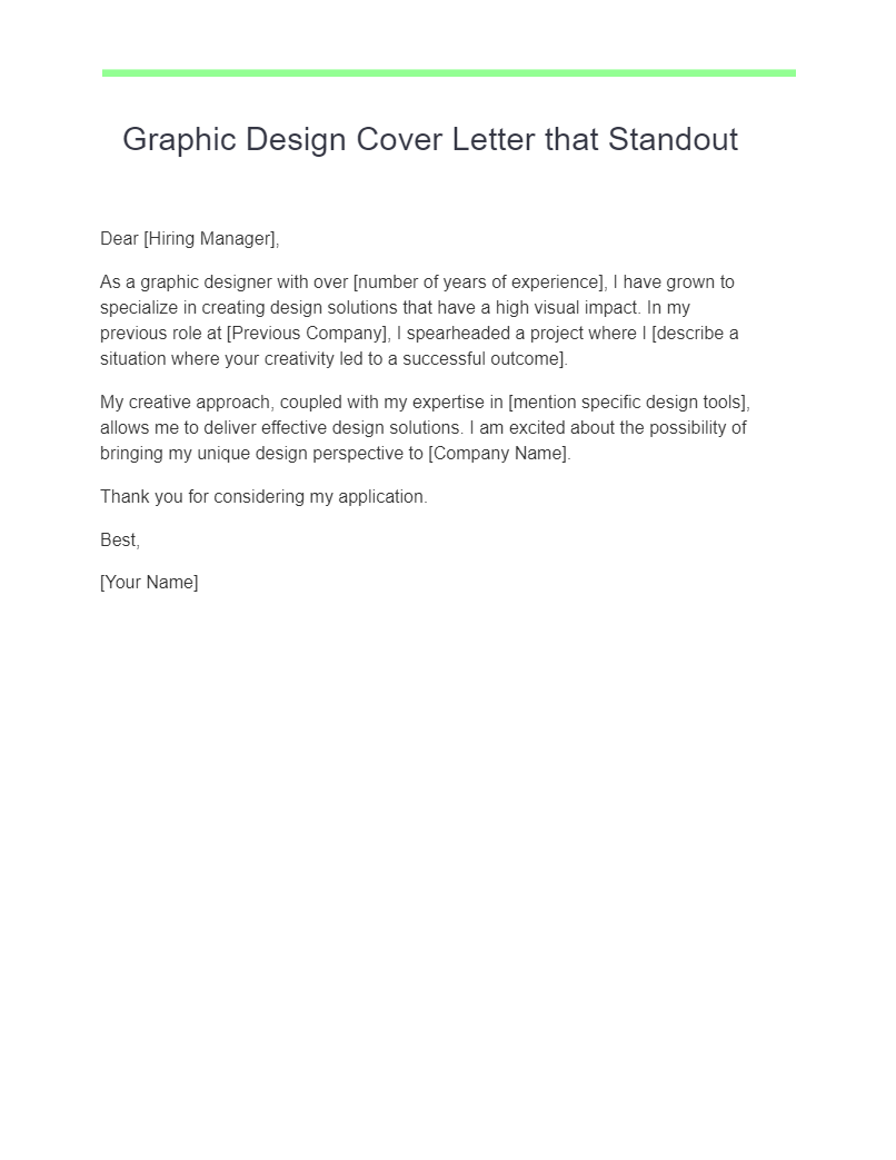 graphic design cover letter that standout