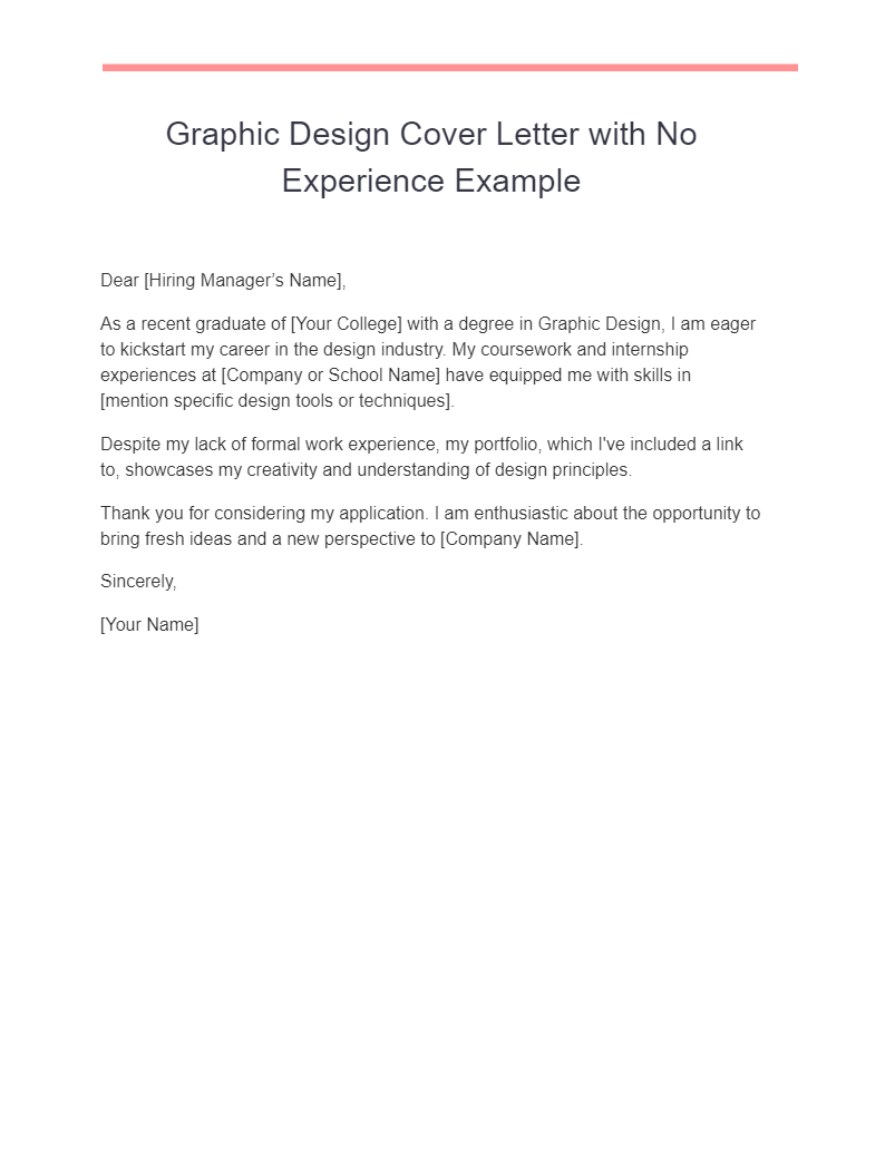 graphic design cover letter with no experience example