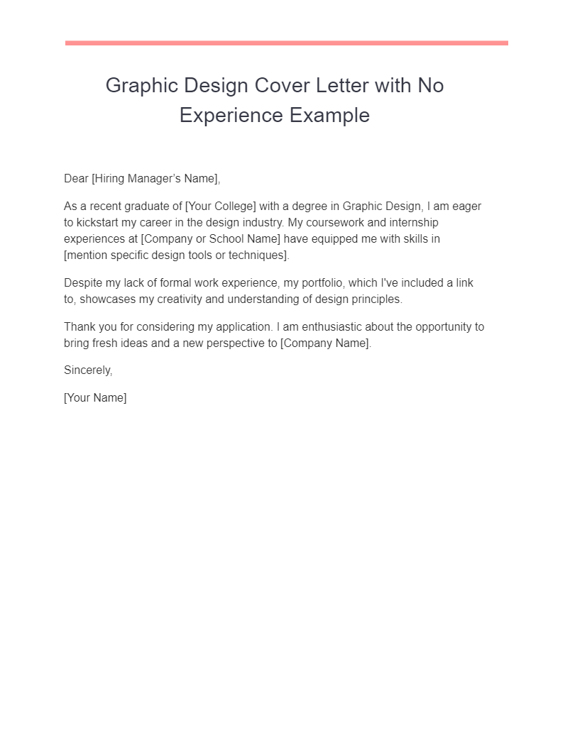 graphic design cover letter no experience