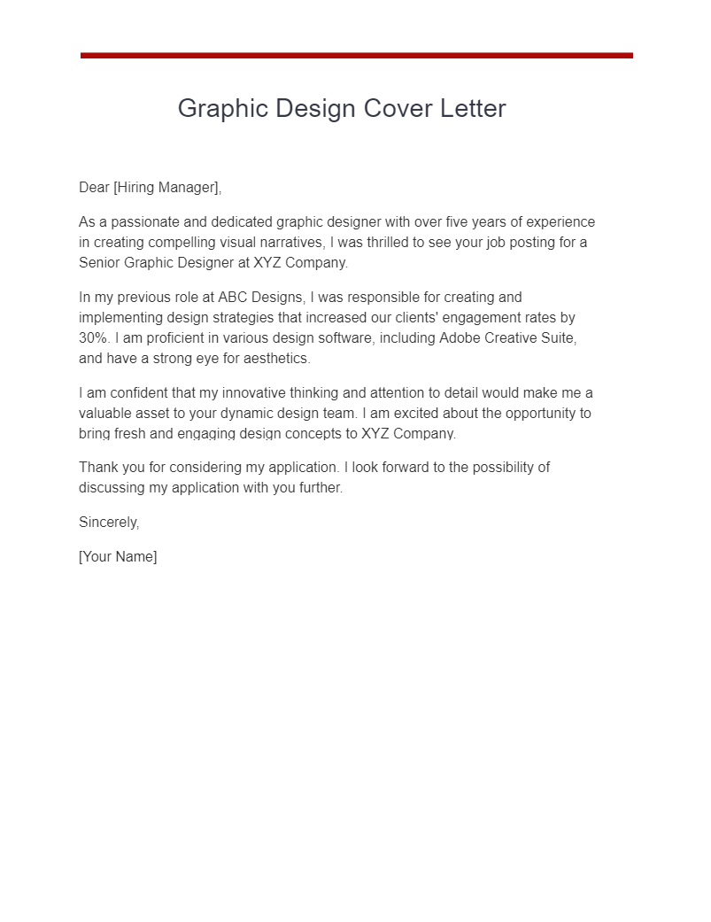 graphic design cover letter