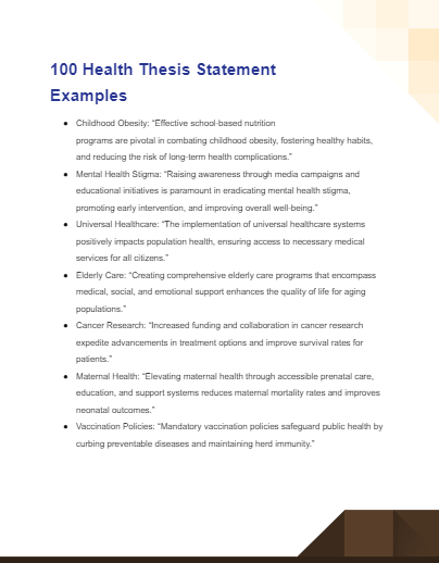 health thesis statement examples