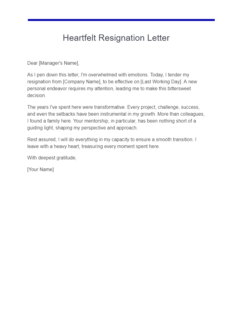 heartfelt resignation letter