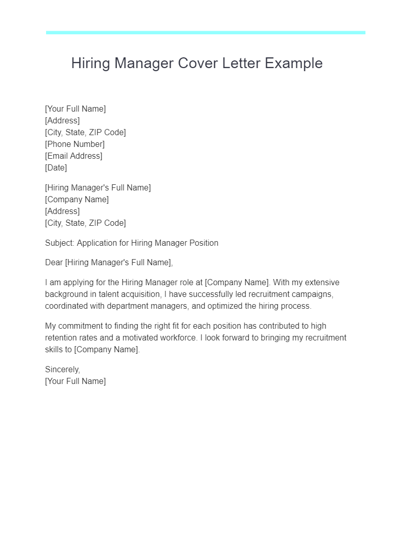 hiring manager cover letter example