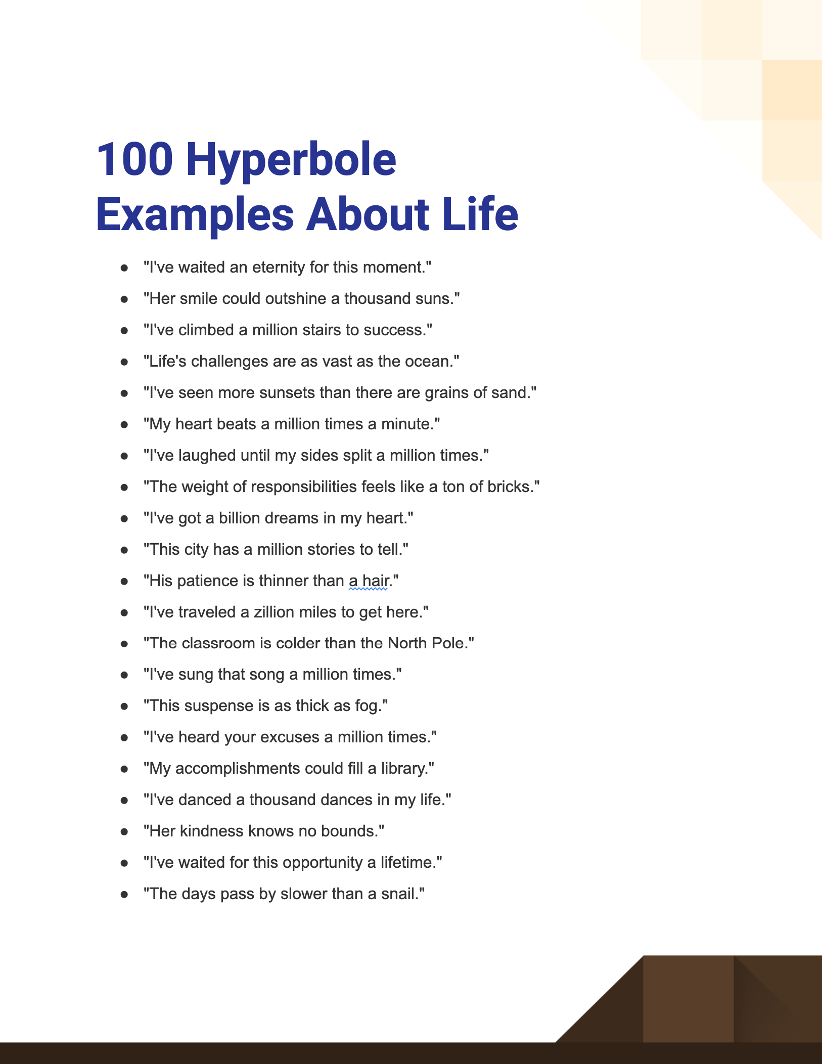 Hyperbole Examples About Life