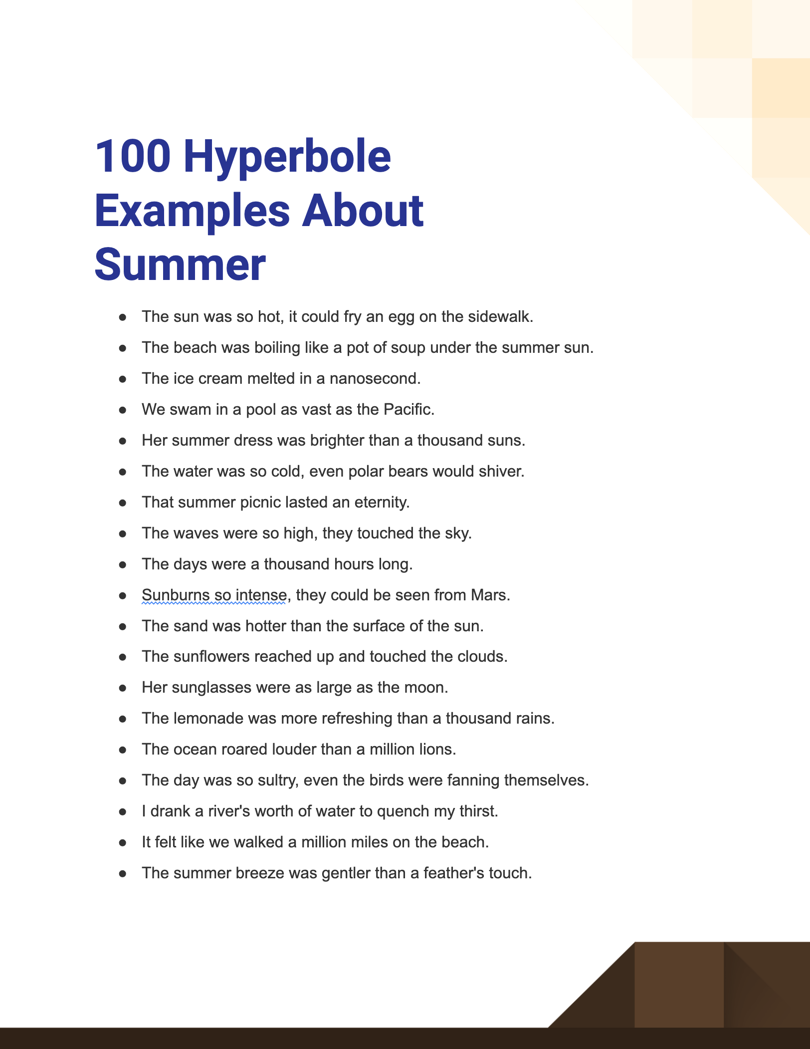 hyperbole examples about summer1