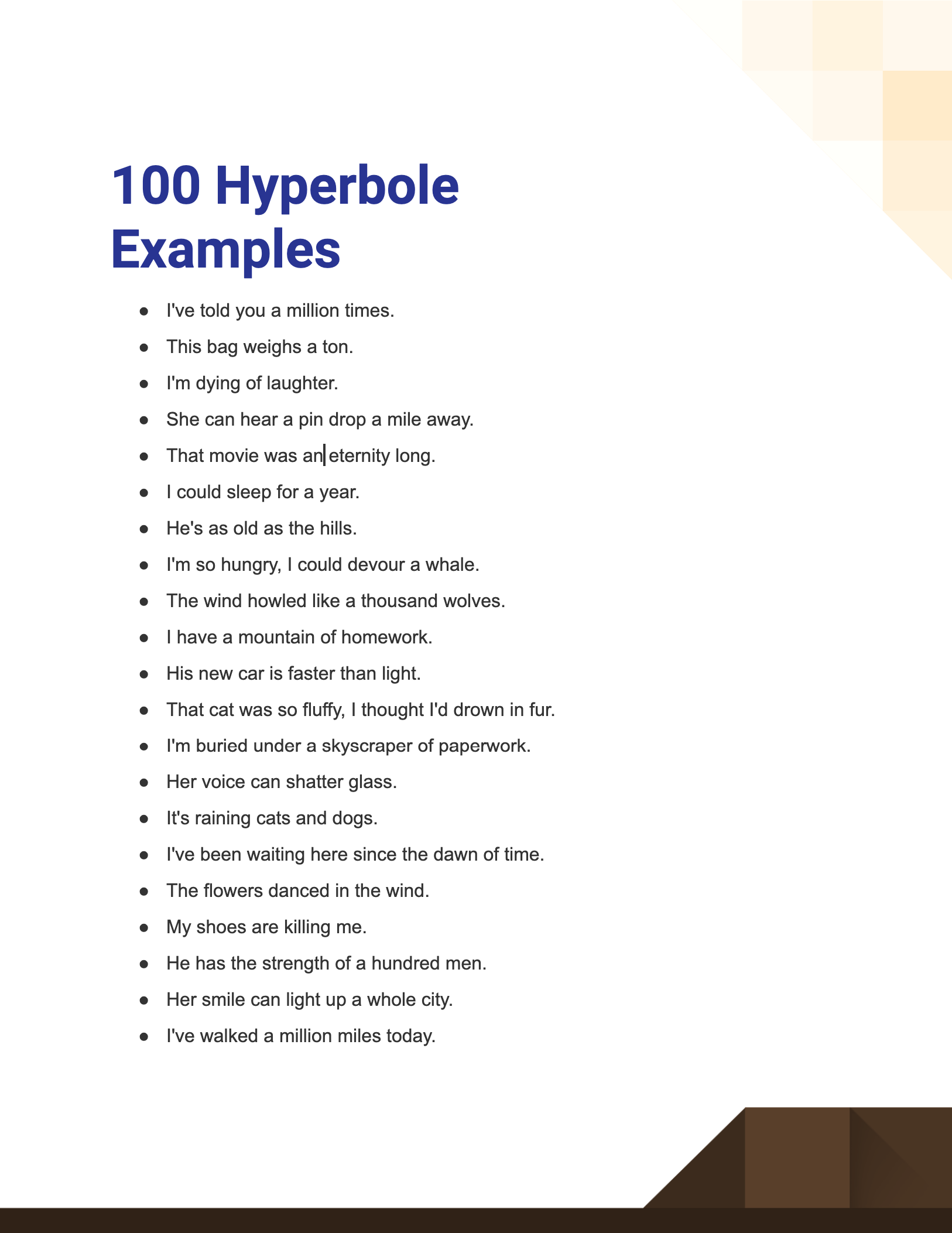 Hyperbole - 100+ Examples, Definition, Types, Examples, How to Write, Tips