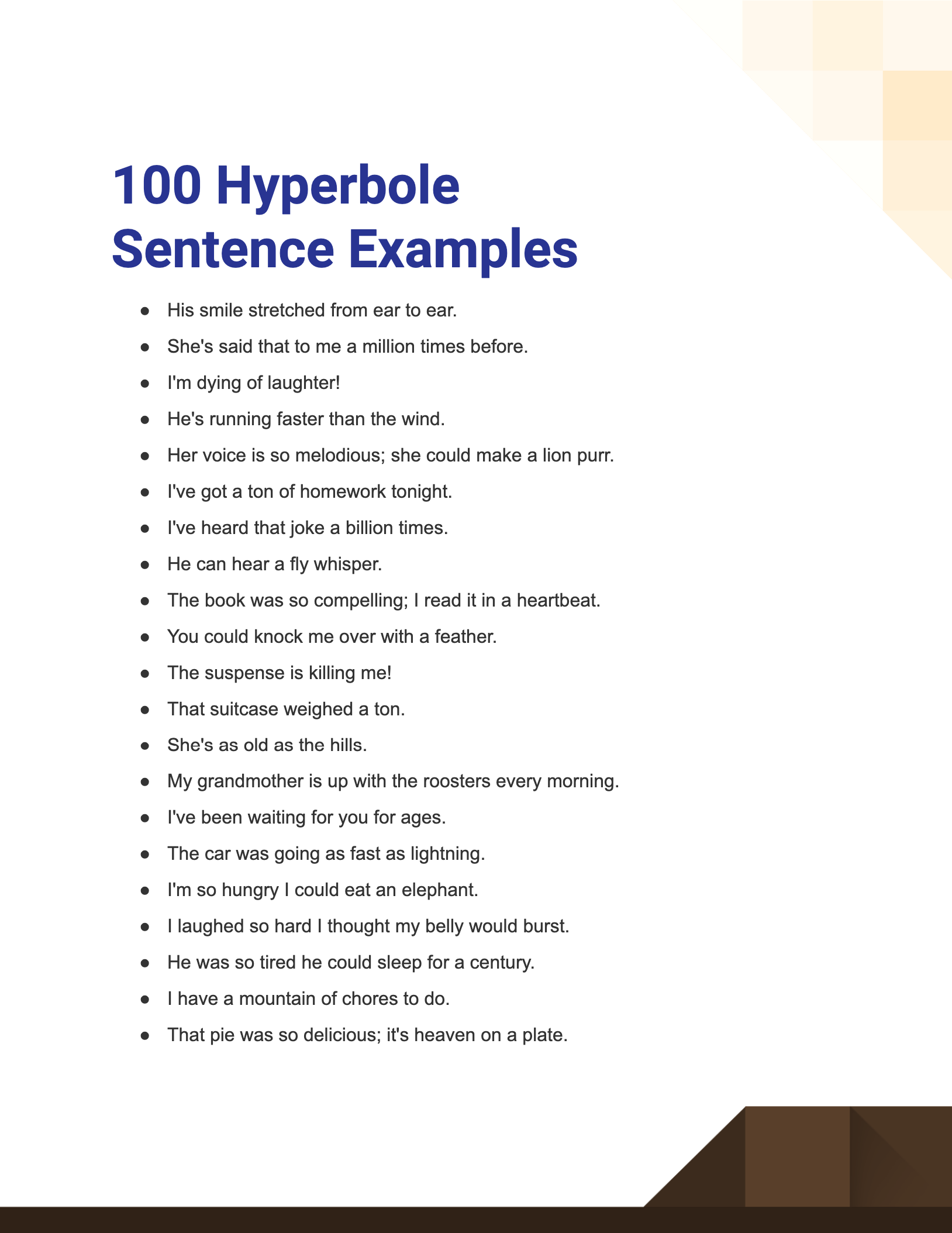 10 Hyperbole Sentences