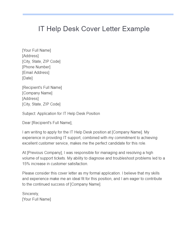 it help desk cover letter example