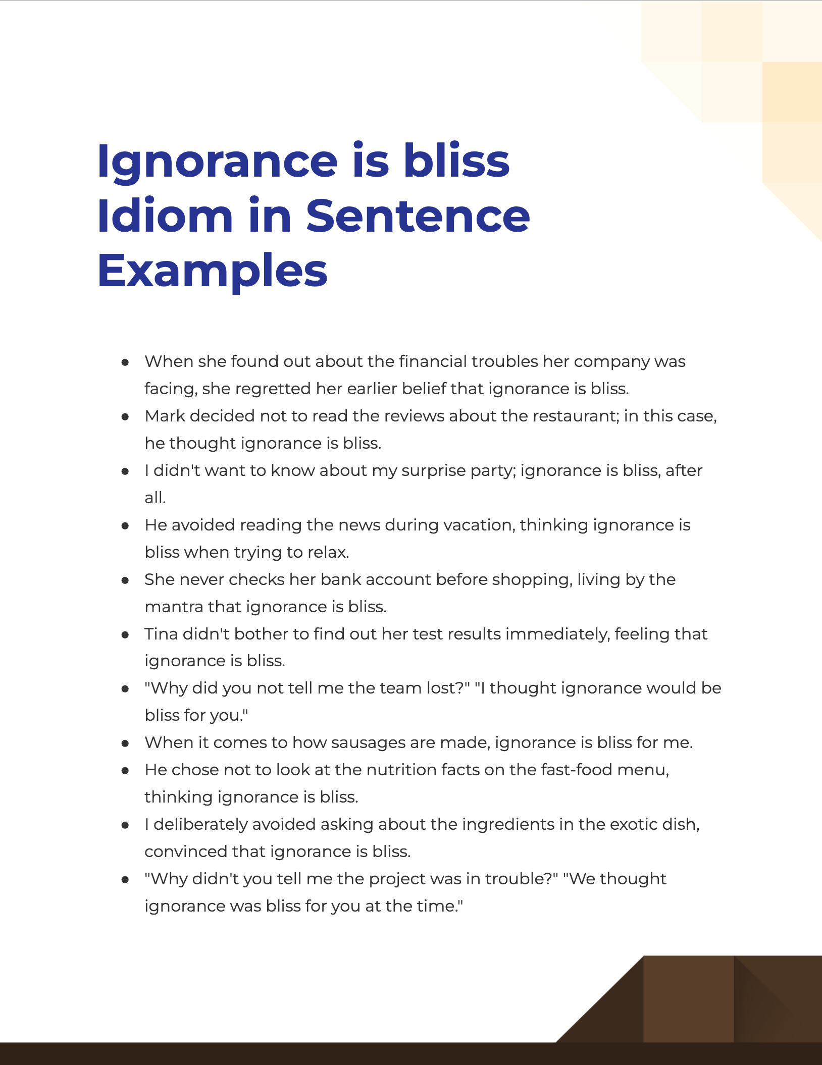 ignorance is bliss idiom